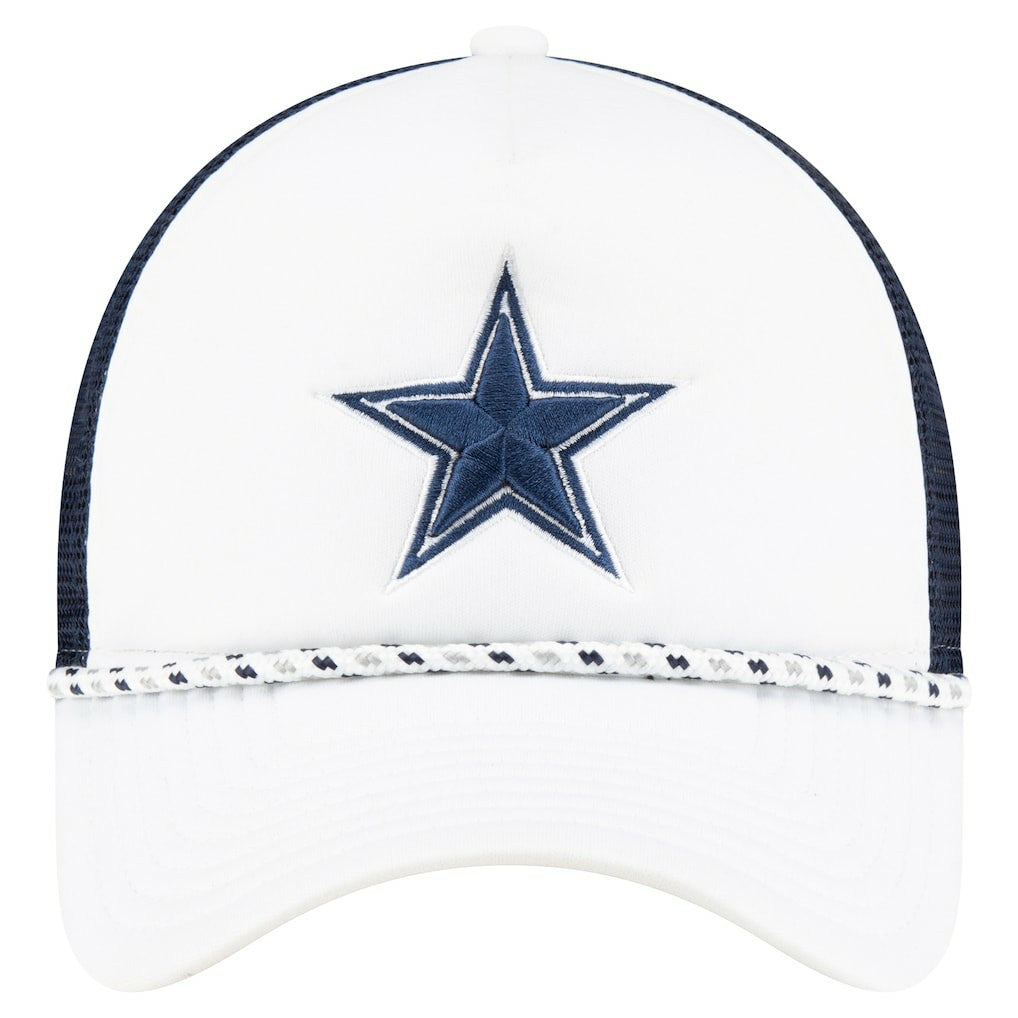 Dallas Cowboys New Era Court Sport Foam Front A-Frame 9FORTY Adjustable Trucker Hat White/Navy