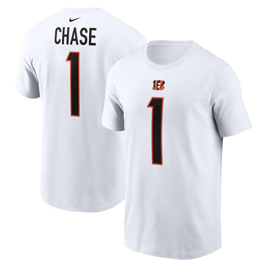 Ja'Marr Chase Cincinnati Bengals Player Name & Number T-Shirt White