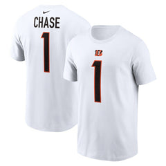 Ja'Marr Chase Cincinnati Bengals Player Name & Number T-Shirt White