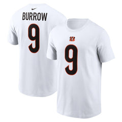 Joe Burrow Cincinnati Bengals Player Name & Number T-Shirt White