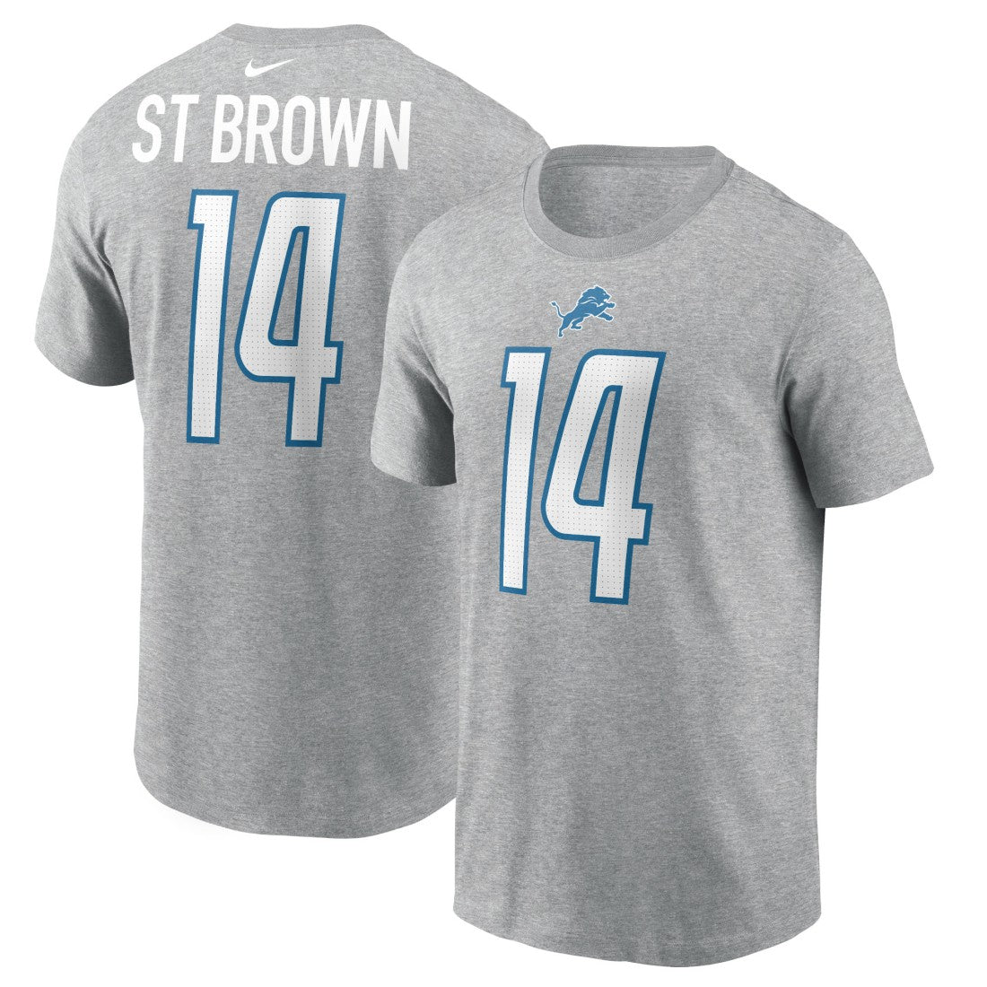 Amon-Ra St. Brown Detroit Lions Player Name & Number T-Shirt Gray