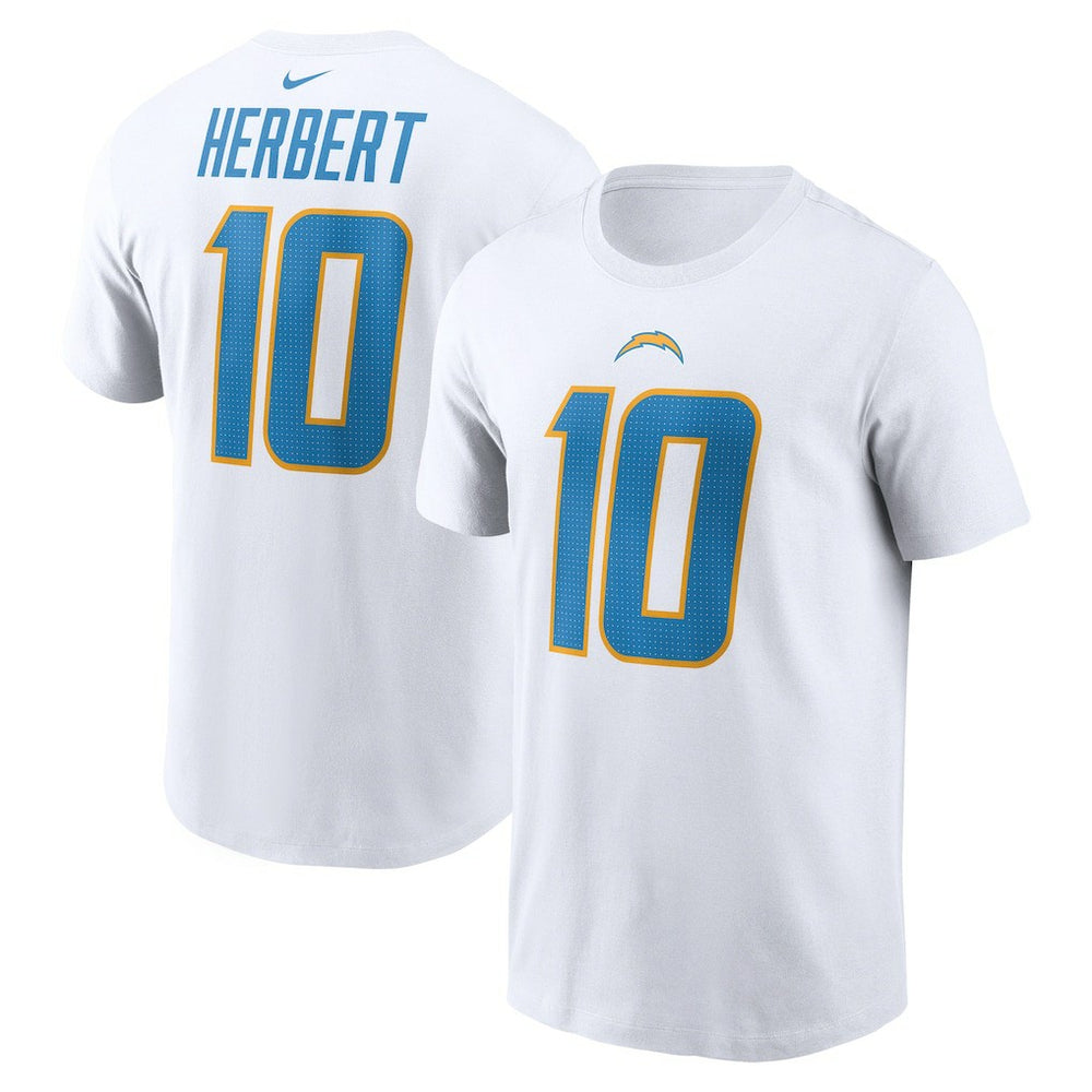 Justin Herbert Los Angeles Chargers Player Name & Number T-Shirt White