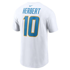 Justin Herbert Los Angeles Chargers Player Name & Number T-Shirt White