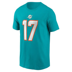 Jaylen Waddle Miami Dolphins Player Name & Number T-Shirt Aqua