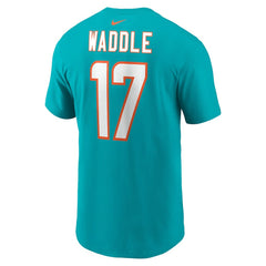 Jaylen Waddle Miami Dolphins Player Name & Number T-Shirt Aqua