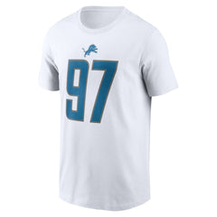 Aidan Hutchinson Detroit Lions Player Name & Number T-Shirt White