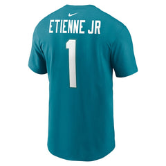 Travis Etienne Jacksonville Jaguars Player Name & Number T-Shirt Teal