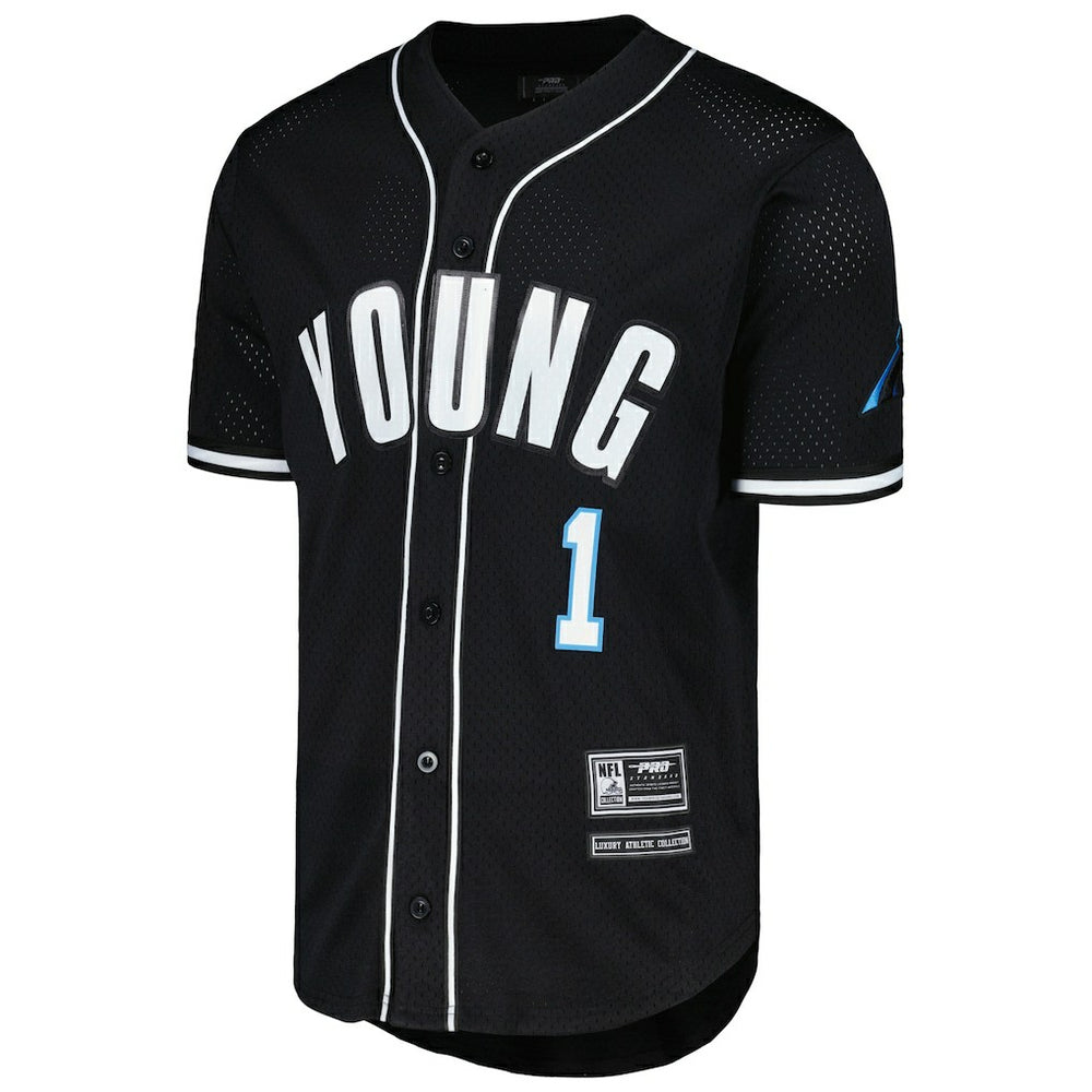 Bryce Young Carolina Panthers Pro Standard Mesh Baseball Button-Up T-Shirt Black
