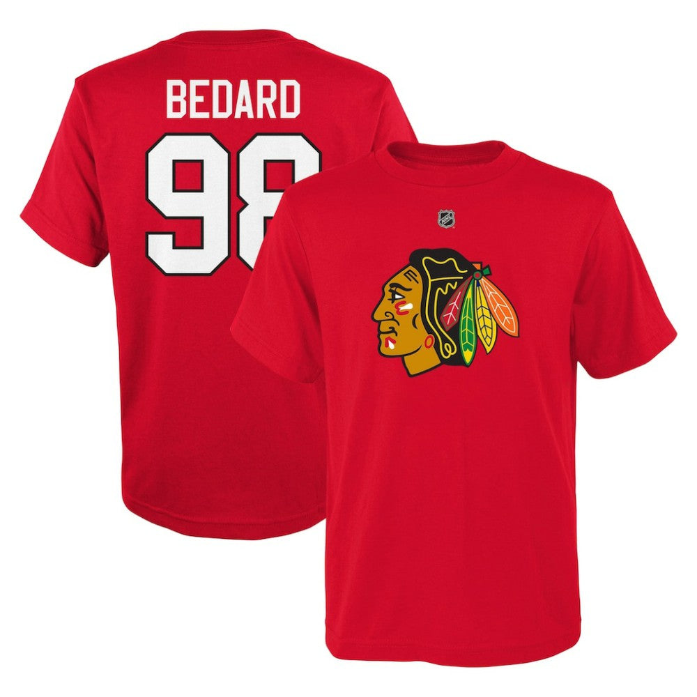 NHL Connor Bedard Chicago Blackhawks Preschool Authentic Stack Name & Number T-Shirt - Red