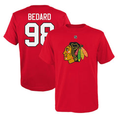 NHL Connor Bedard Chicago Blackhawks Preschool Authentic Stack Name & Number T-Shirt - Red