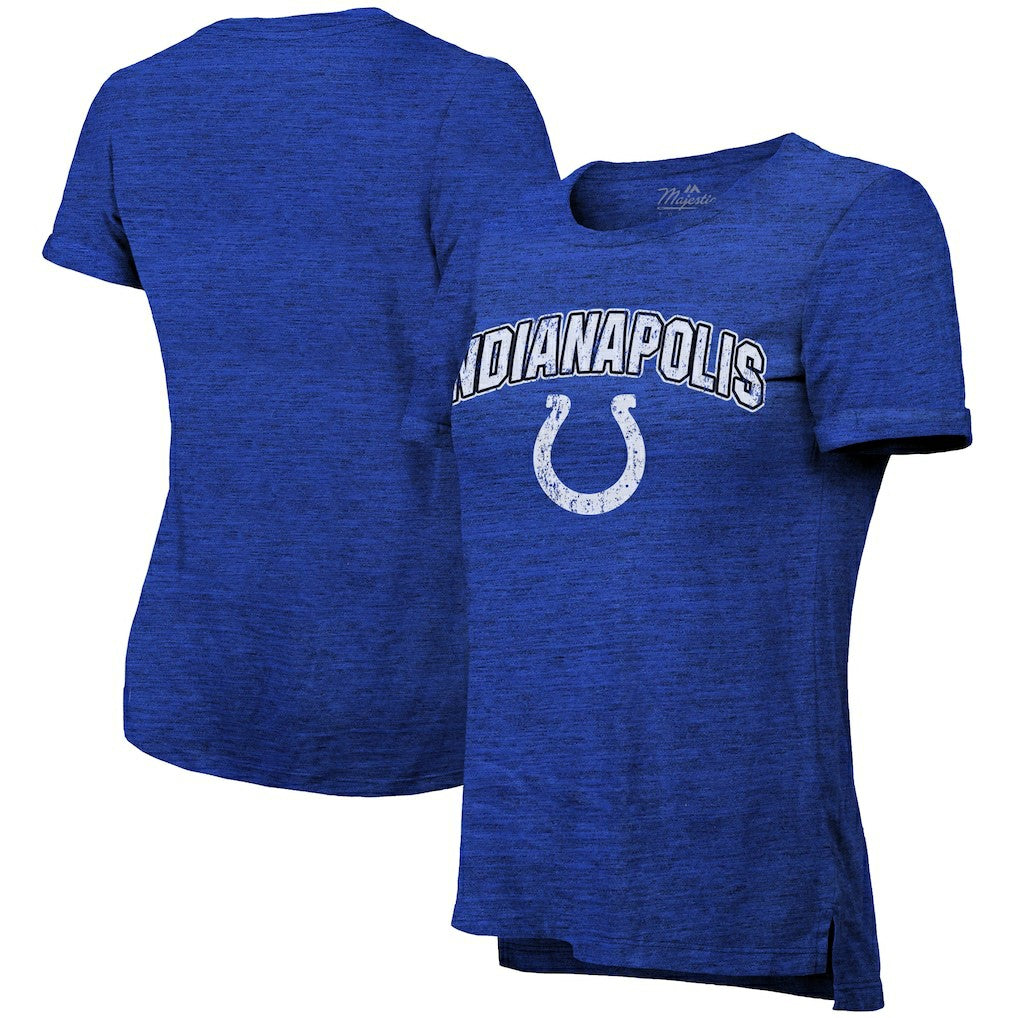 Indianapolis Colts Majestic Threads Women's Indiana Nights Alternate Tri-Blend Boyfriend T-Shirt Heather Blue