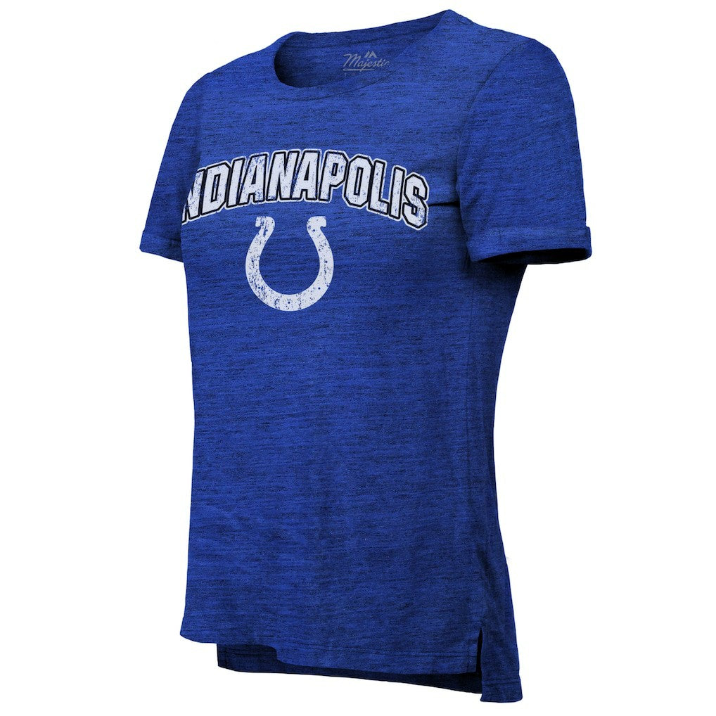Indianapolis Colts Majestic Threads Women's Indiana Nights Alternate Tri-Blend Boyfriend T-Shirt Heather Blue