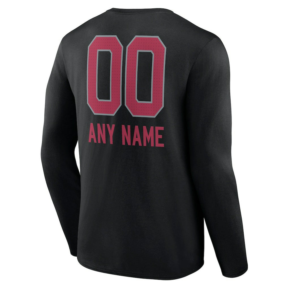 Arizona Cardinals Personalized Name & Number Team Wordmark Long Sleeve T-Shirt Black