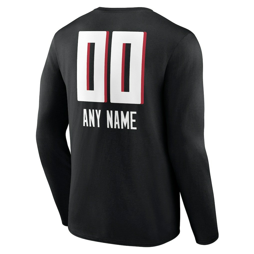 Atlanta Falcons Personalized Name & Number Team Wordmark Long Sleeve T-Shirt Black