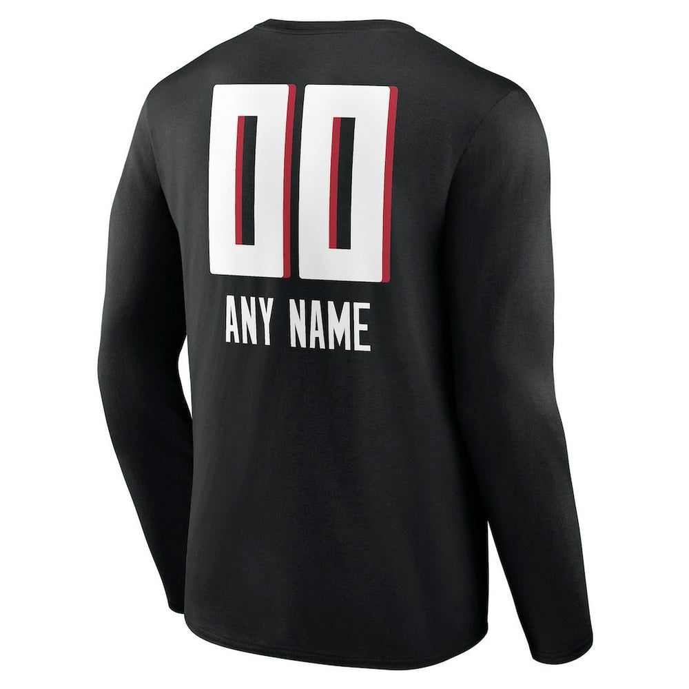 Atlanta Falcons Personalized Name & Number Team Wordmark Long Sleeve T-Shirt Black