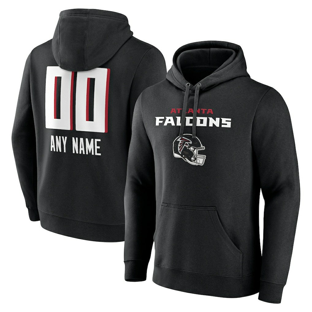 Atlanta Falcons Personalized Name & Number Team Wordmark Pullover Hoodie Black