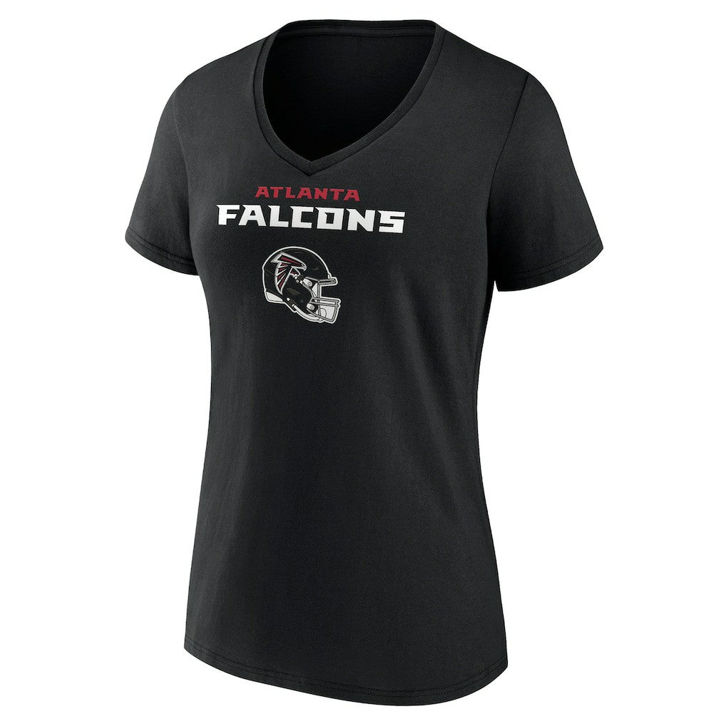Atlanta Falcons Women's Personalized Name & Number Team Wordmark V-Neck T-Shirt Black