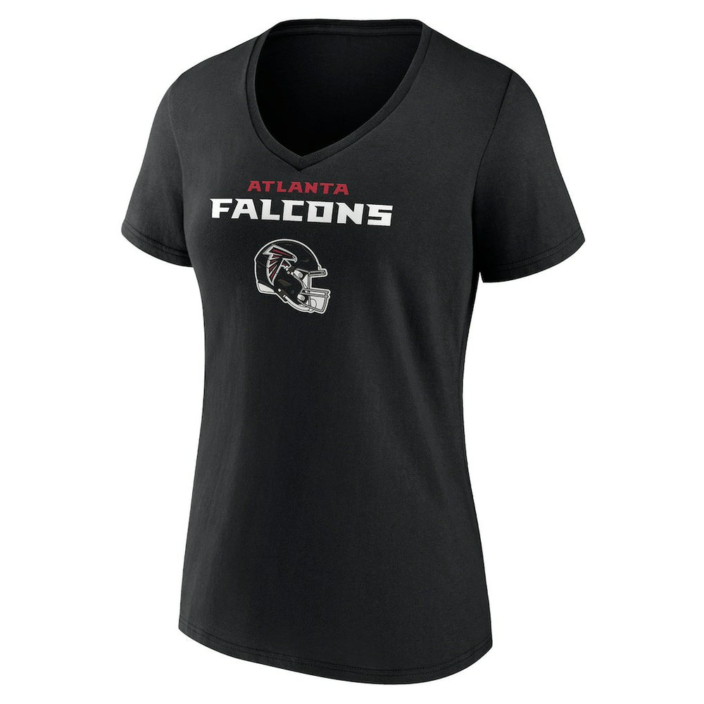 Atlanta Falcons Women's Personalized Name & Number Team Wordmark V-Neck T-Shirt Black