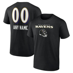 Baltimore Ravens Personalized Name & Number Team Wordmark T-Shirt Black
