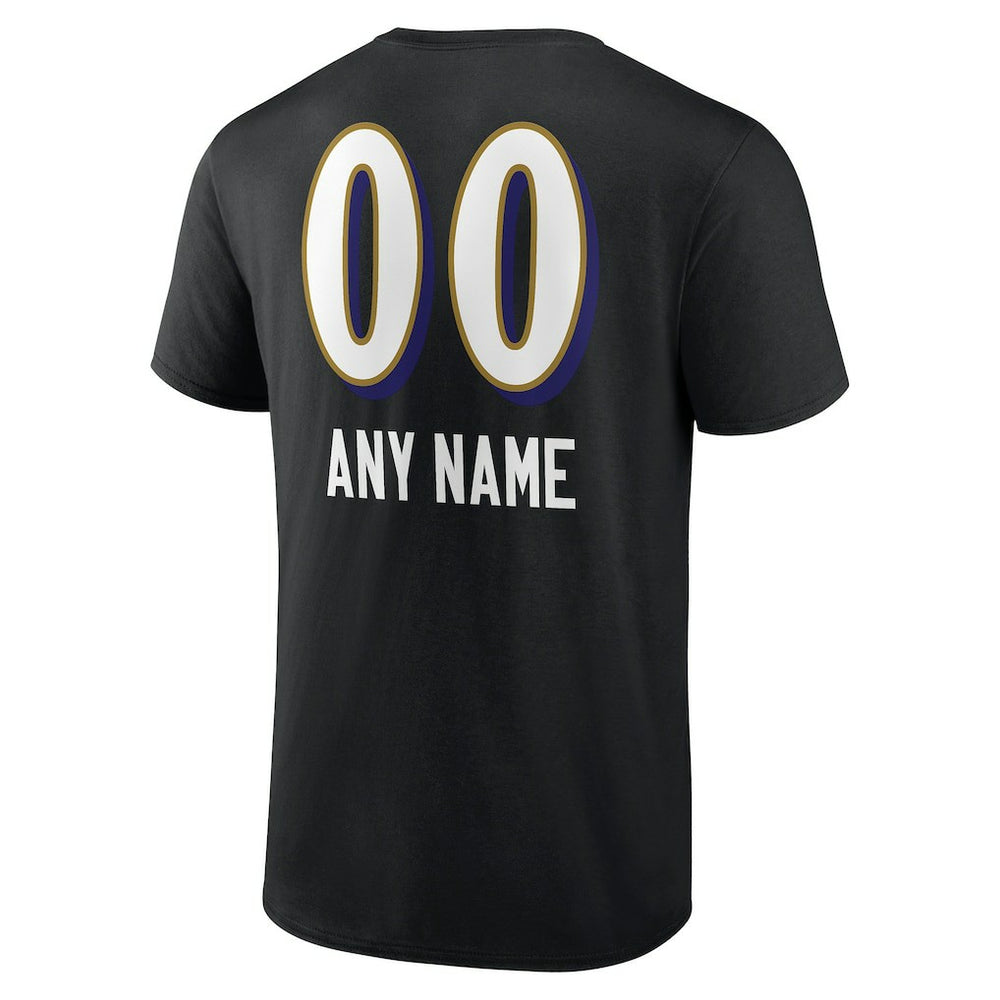 Baltimore Ravens Personalized Name & Number Team Wordmark T-Shirt Black