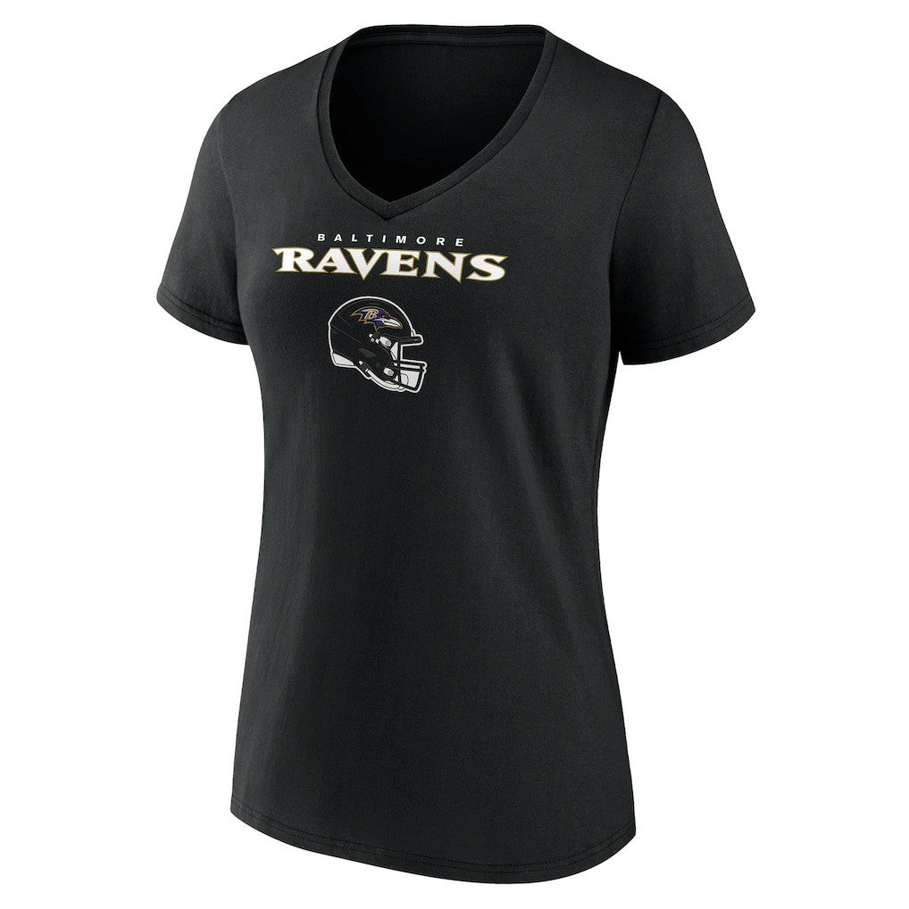 Baltimore Ravens Women's Personalized Name & Number Team Wordmark V-Neck T-Shirt Black