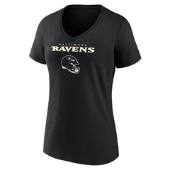 Baltimore Ravens Women's Personalized Name & Number Team Wordmark V-Neck T-Shirt Black