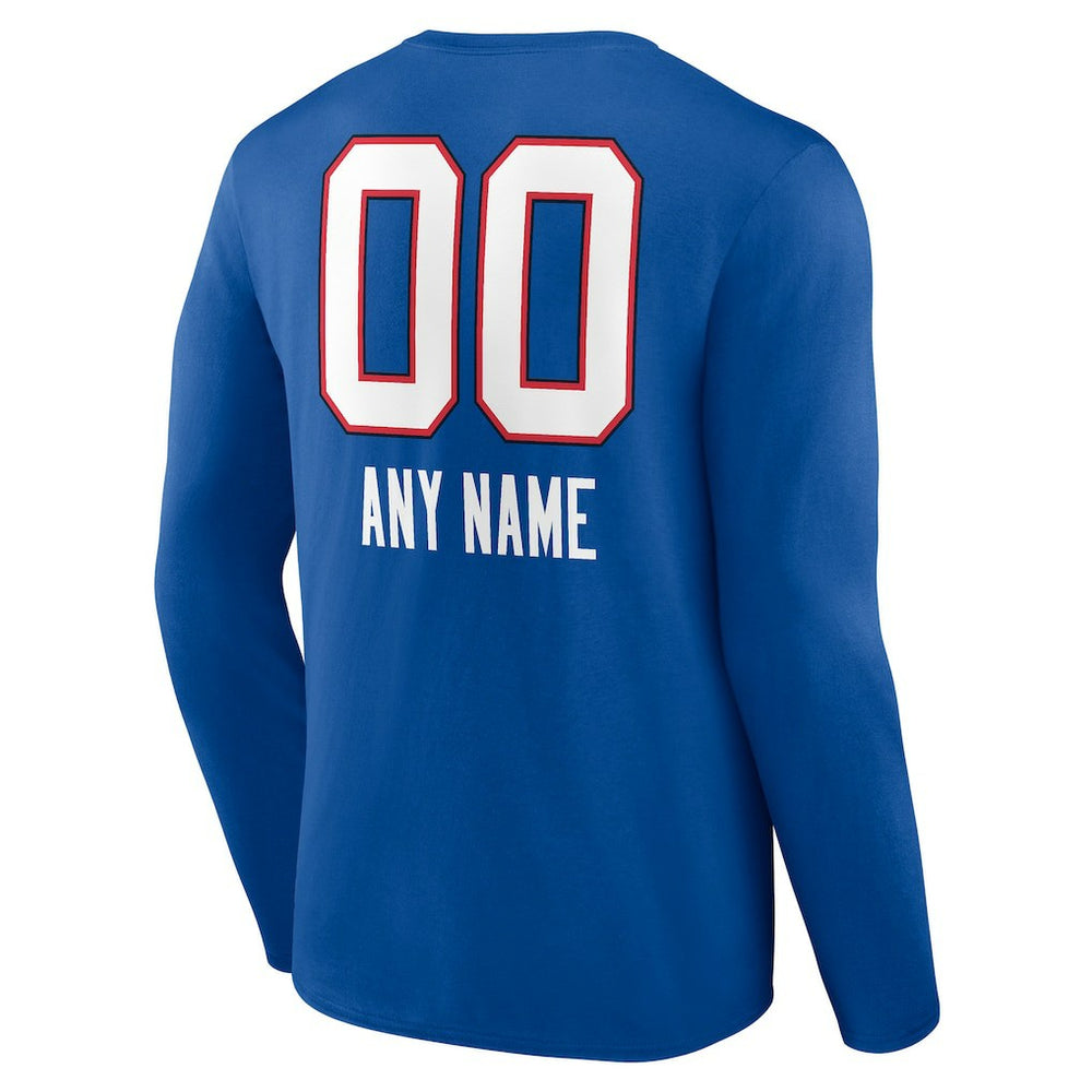 Buffalo Bills Personalized Name & Number Team Wordmark Long Sleeve T-Shirt Royal