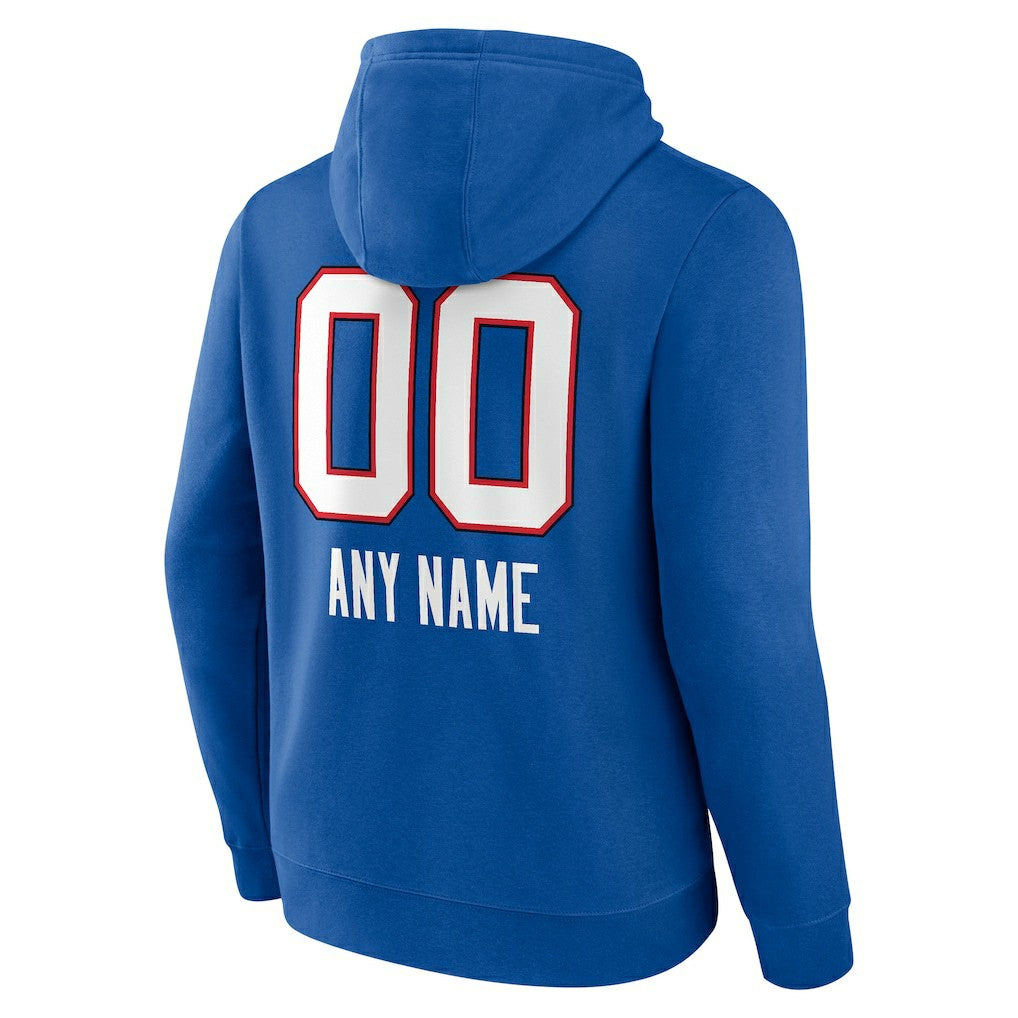 Buffalo Bills Personalized Name & Number Team Wordmark Pullover Hoodie Royal