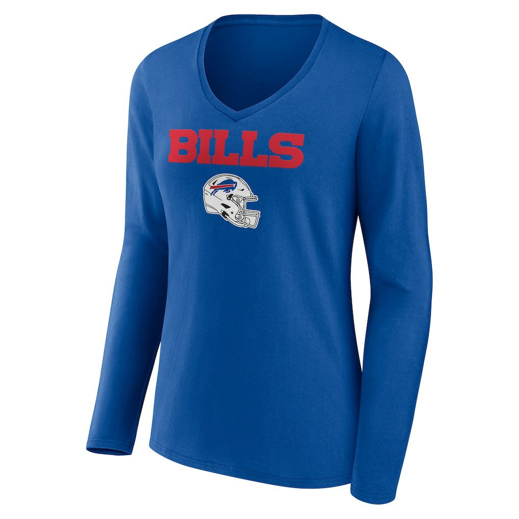 Buffalo Bills Women's Personalized Name & Number Team Wordmark Long Sleeve V-Neck T-Shirt Royal