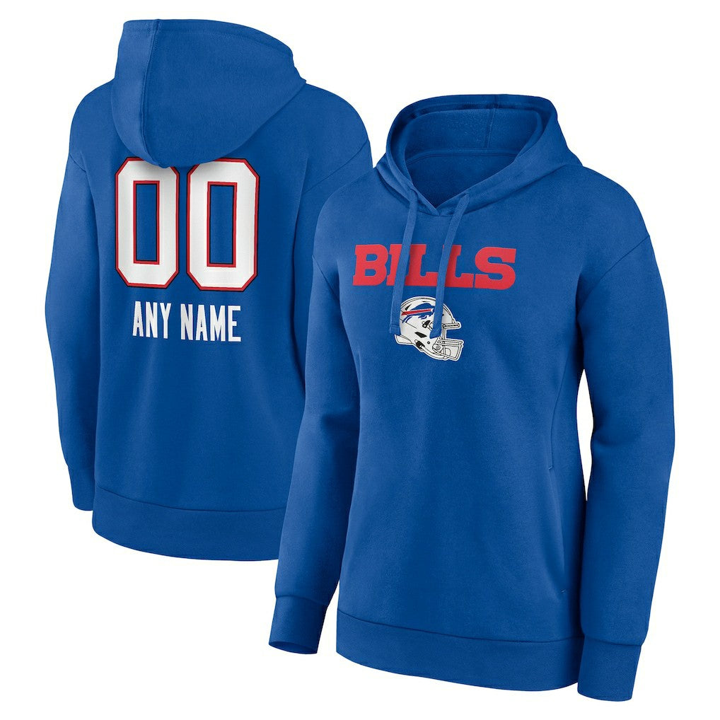 Buffalo Bills Women's Personalized Name & Number Team Wordmark Pullover Hoodie Royal