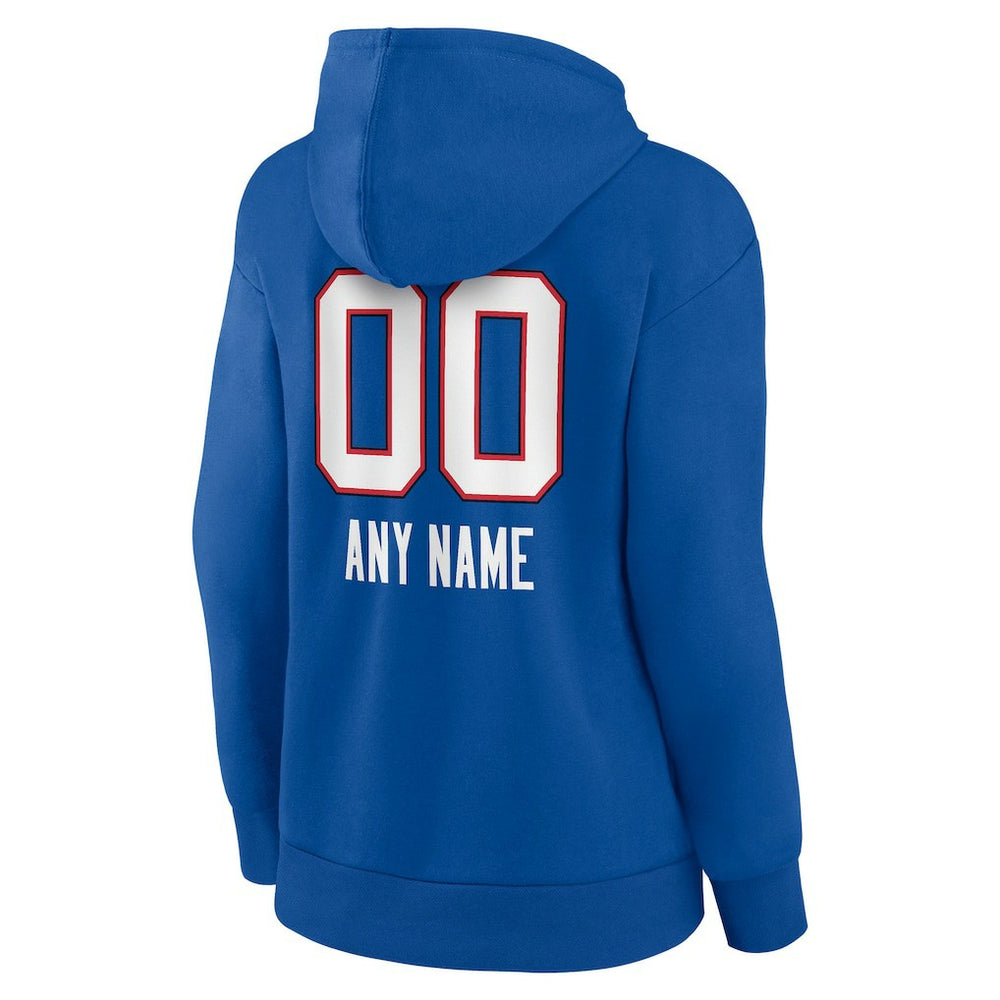 Buffalo Bills Women's Personalized Name & Number Team Wordmark Pullover Hoodie Royal