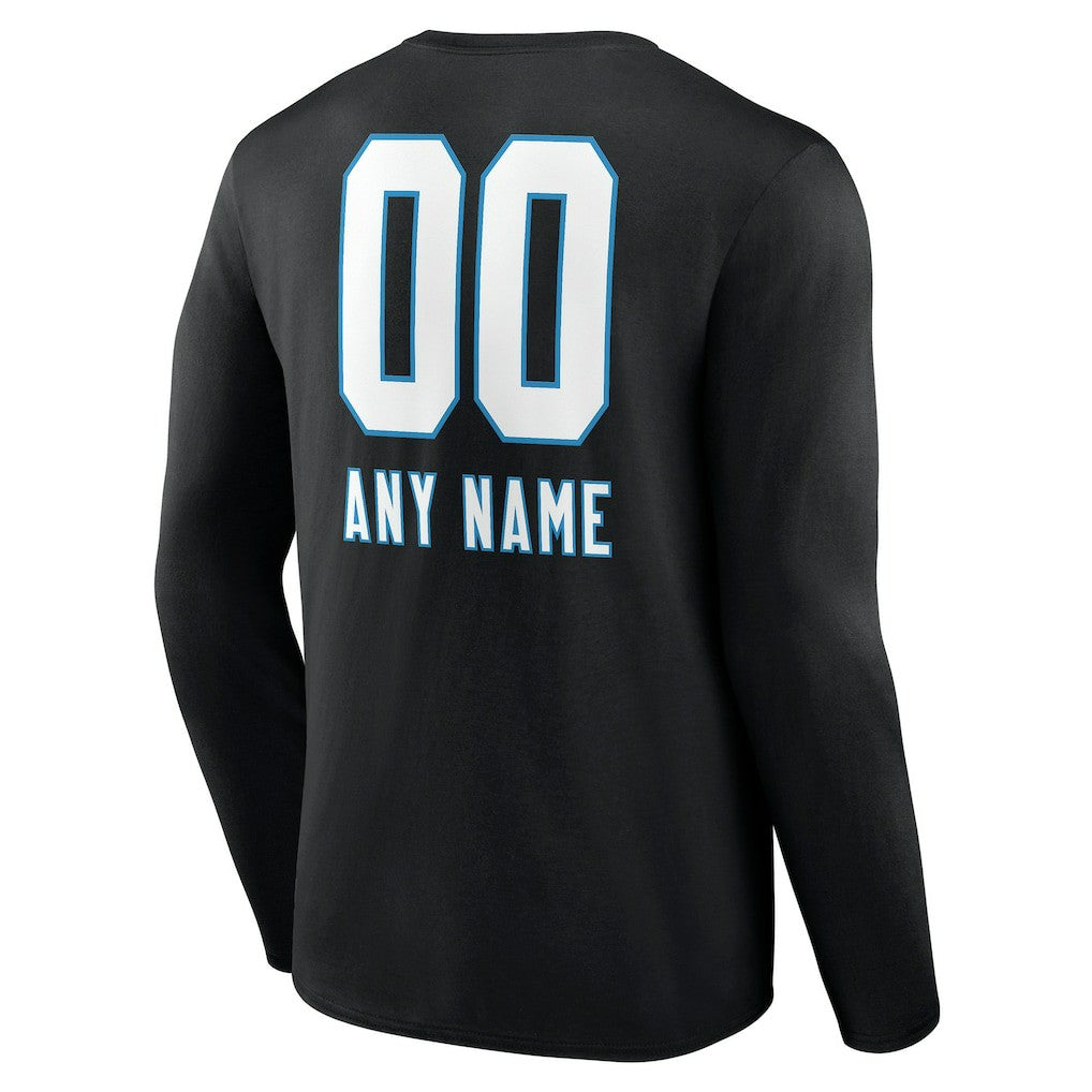 Carolina Panthers Personalized Name & Number Team Wordmark Long Sleeve T-Shirt Black