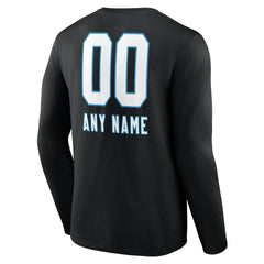 Carolina Panthers Personalized Name & Number Team Wordmark Long Sleeve T-Shirt Black