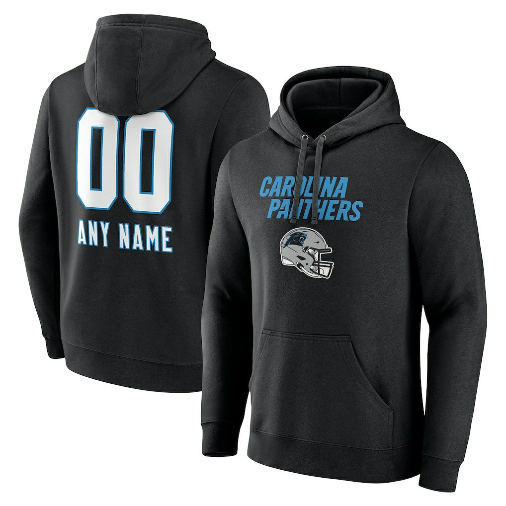 Carolina Panthers Personalized Name & Number Team Wordmark Pullover Hoodie Black