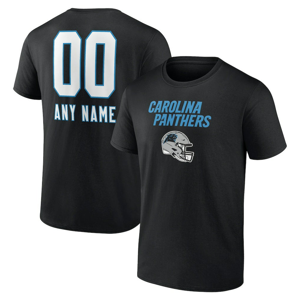 Carolina Panthers Personalized Name & Number Team Wordmark T-Shirt Black