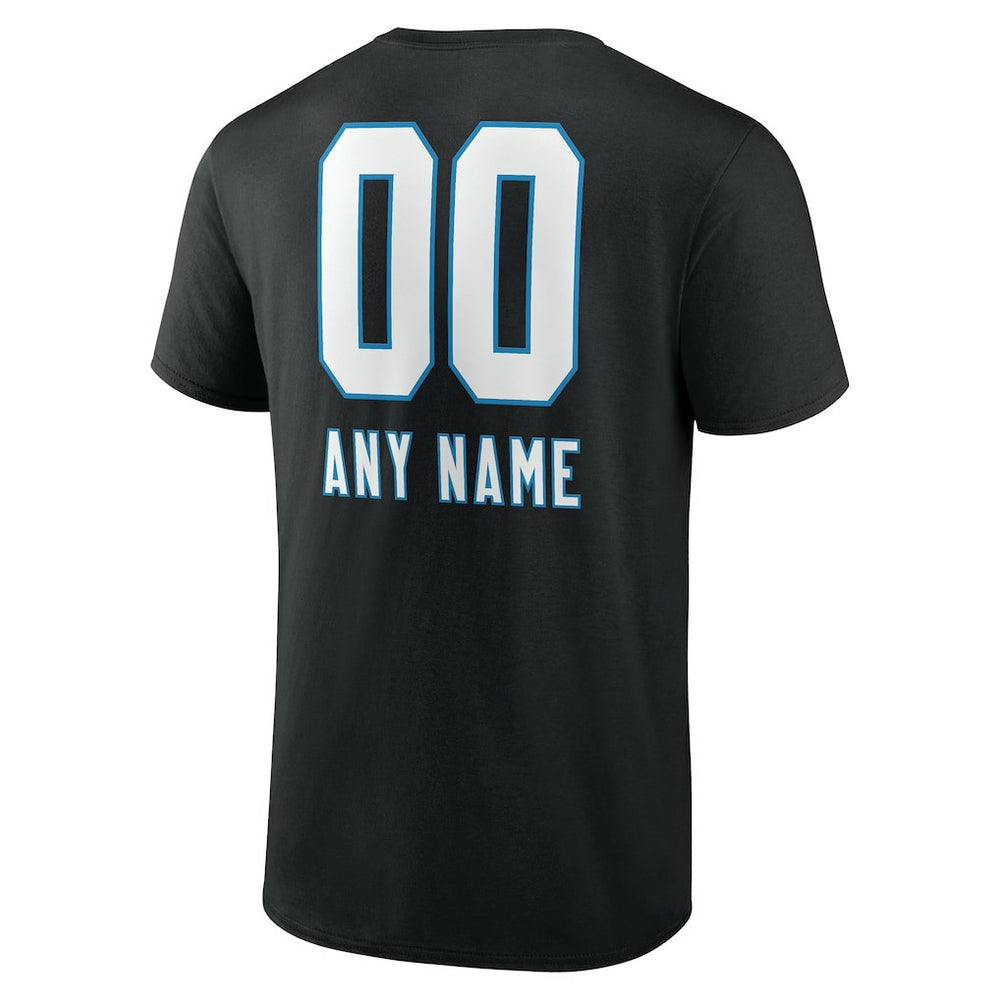 Carolina Panthers Personalized Name & Number Team Wordmark T-Shirt Black