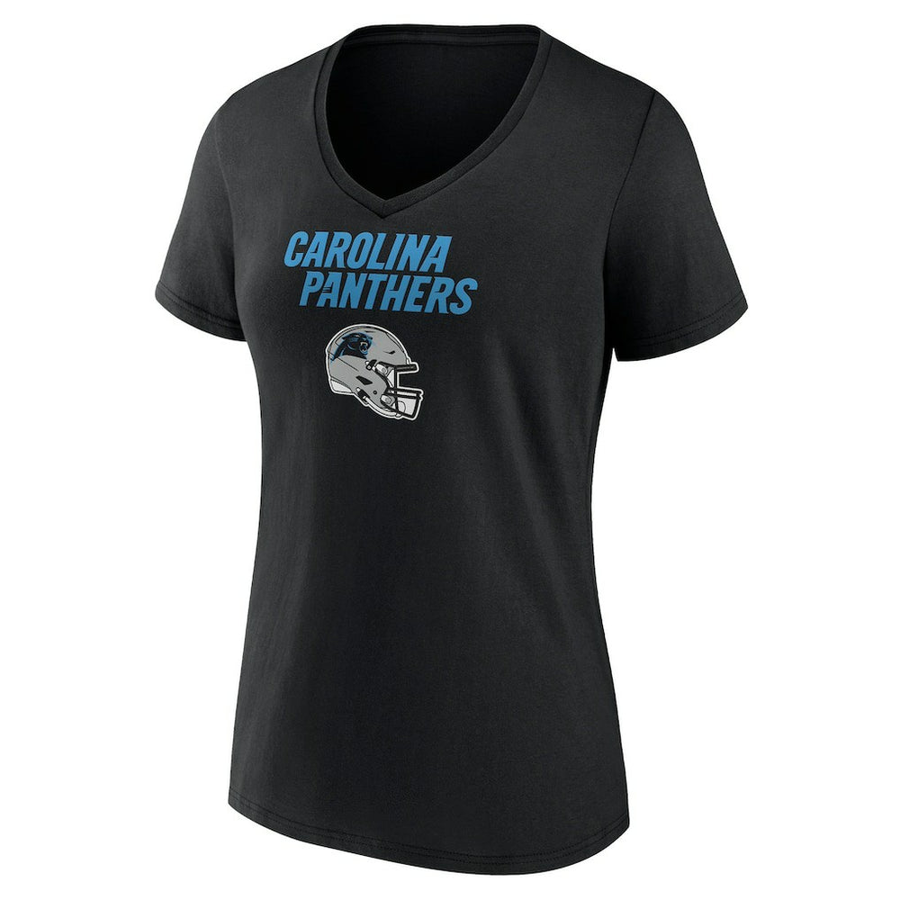 Carolina Panthers Women's Personalized Name & Number Team Wordmark V-Neck T-Shirt Black