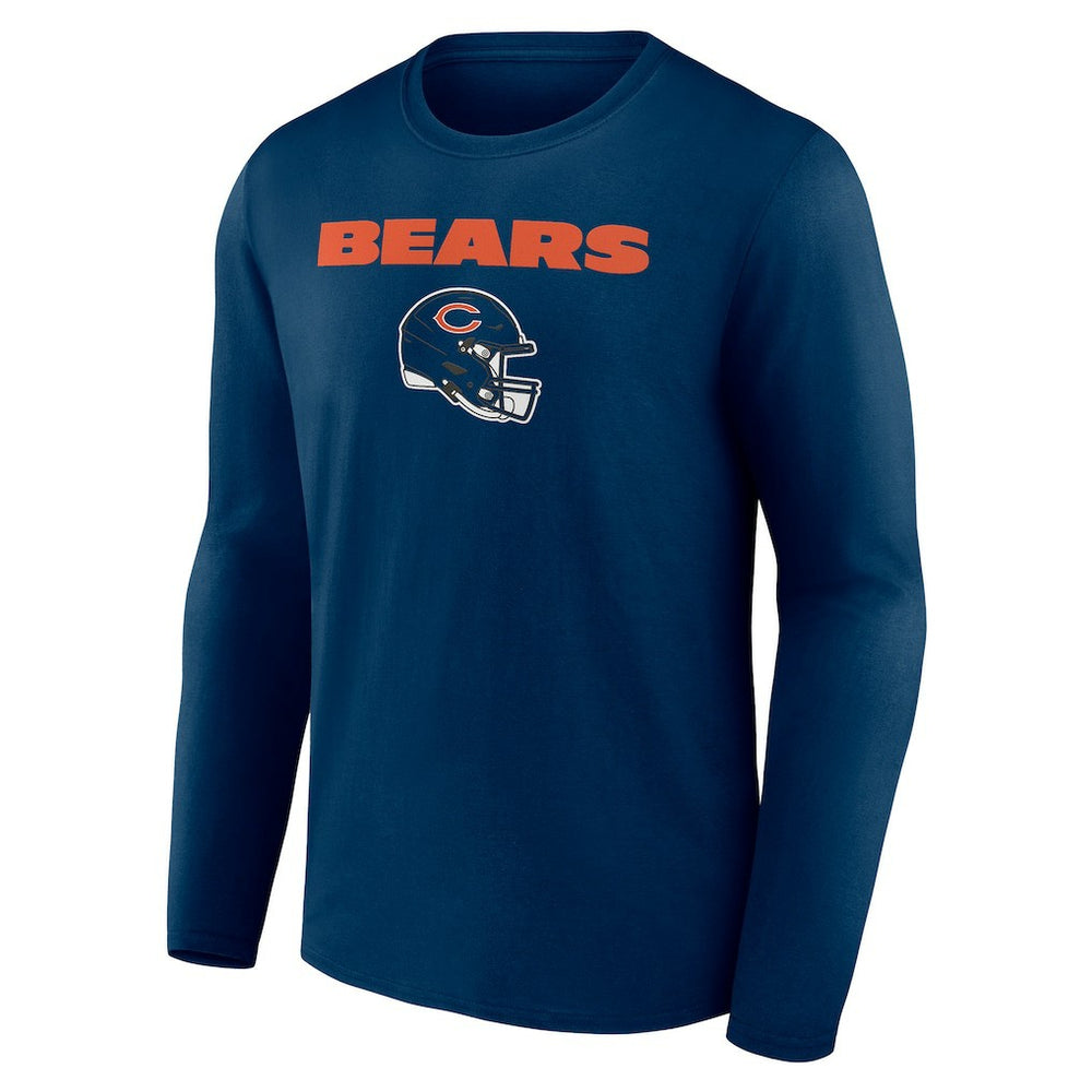 Chicago Bears Personalized Name & Number Team Wordmark Long Sleeve T-Shirt Navy