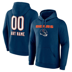 Chicago Bears Personalized Name & Number Team Wordmark Pullover Hoodie Navy