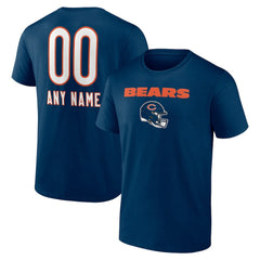 Chicago Bears Personalized Name & Number Team Wordmark T-Shirt Navy