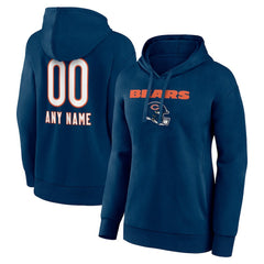 Chicago Bears Women's Personalized Name & Number Team Wordmark Pullover Hoodie Navy