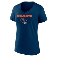 Chicago Bears Women's Personalized Name & Number Team Wordmark V-Neck T-Shirt Navy