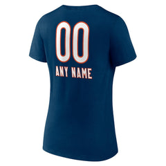 Chicago Bears Women's Personalized Name & Number Team Wordmark V-Neck T-Shirt Navy