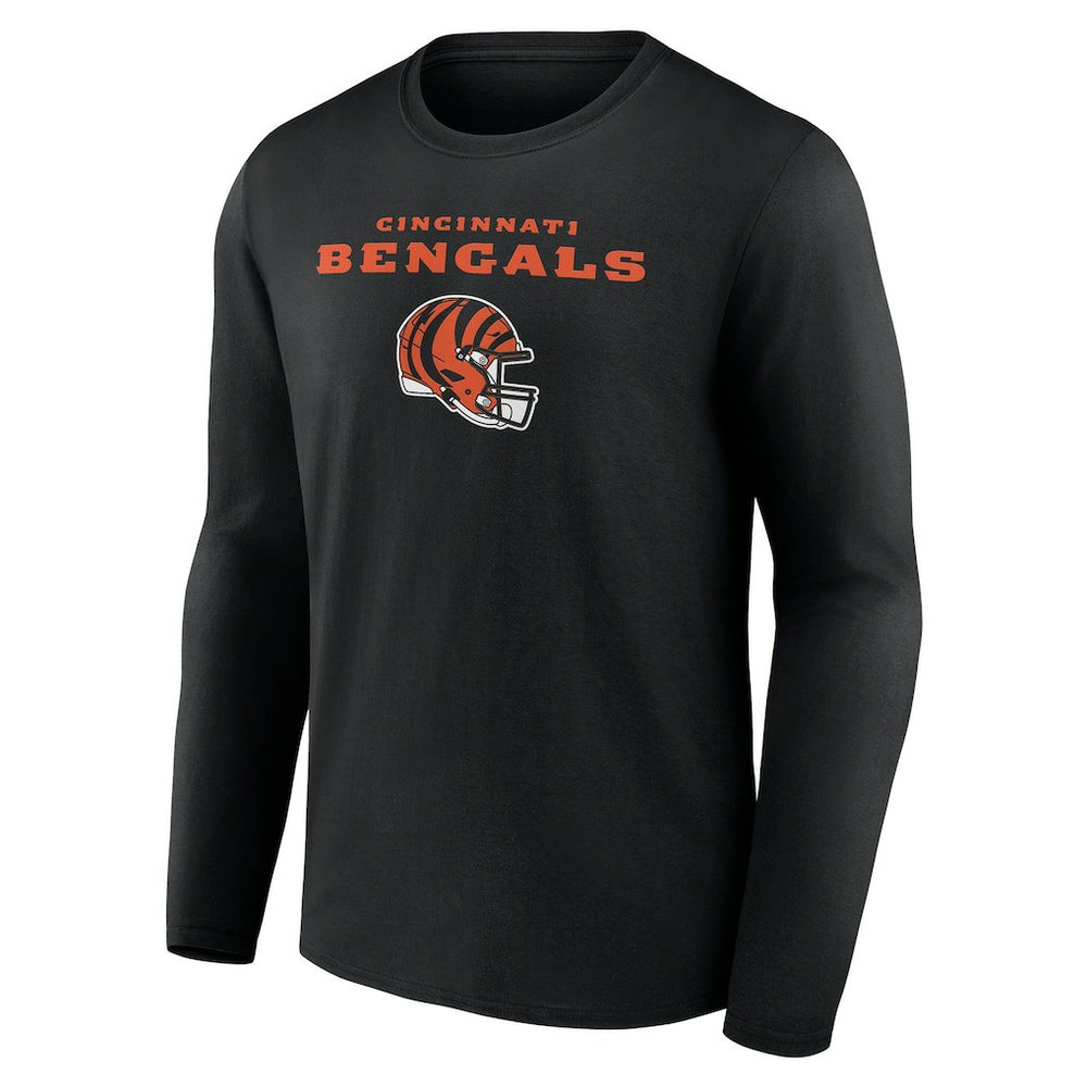Cincinnati Bengals Personalized Name & Number Team Wordmark Long Sleeve T-Shirt Black