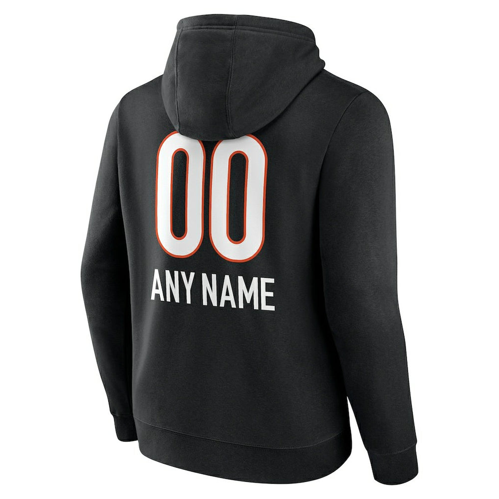 Cincinnati Bengals Personalized Name & Number Team Wordmark Pullover Hoodie Black