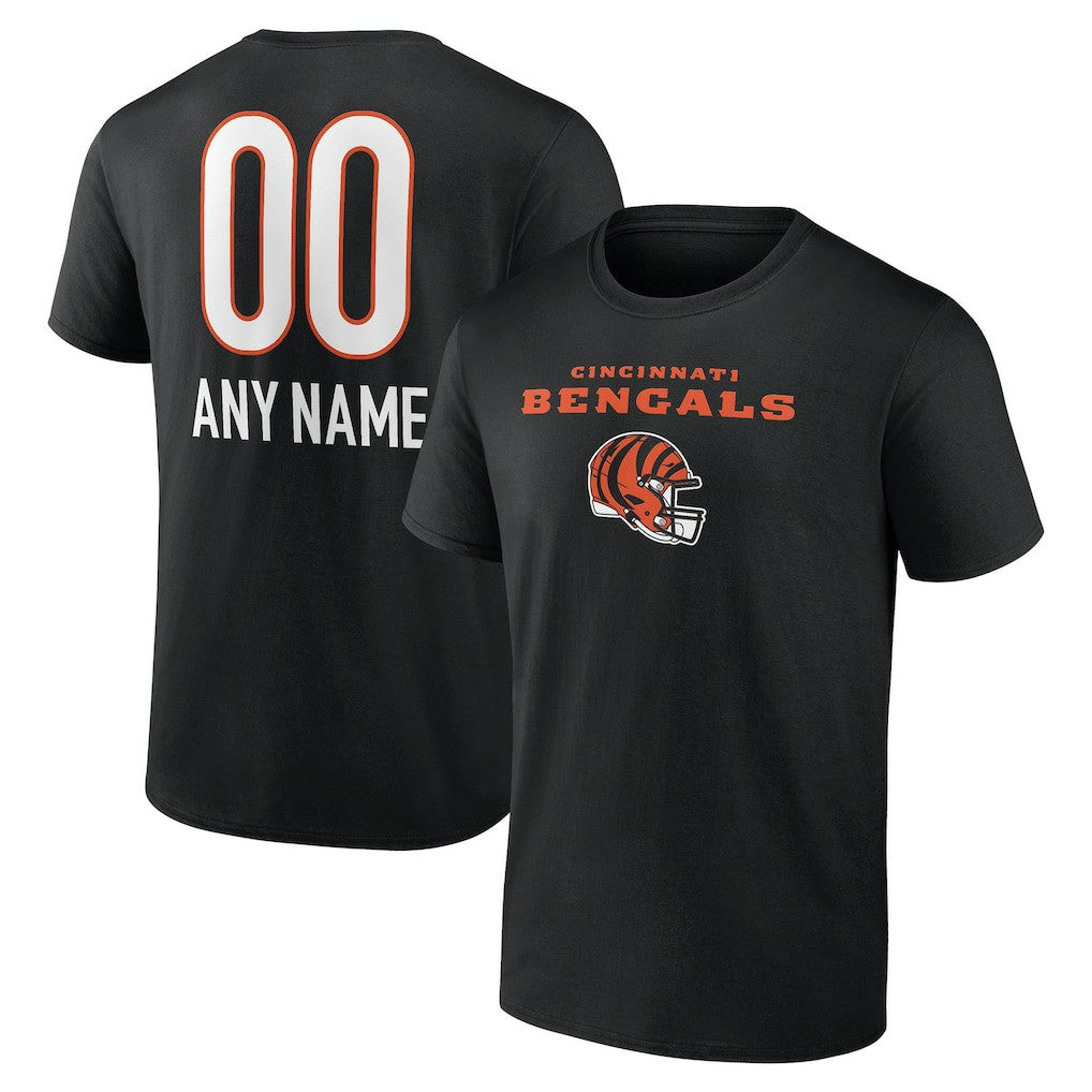 Cincinnati Bengals Personalized Name & Number Team Wordmark T-Shirt Black