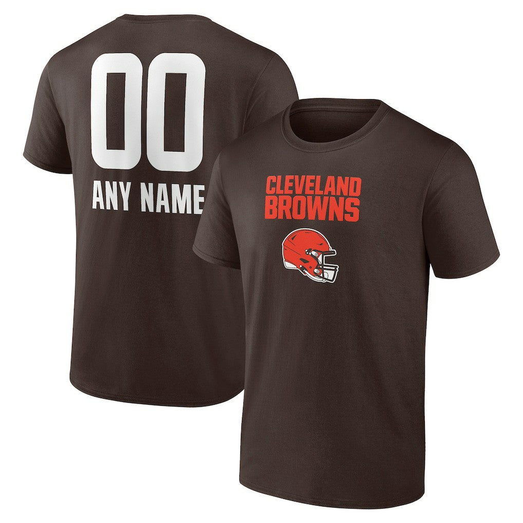 Cleveland Browns Personalized Name & Number Team Wordmark T-Shirt Brown