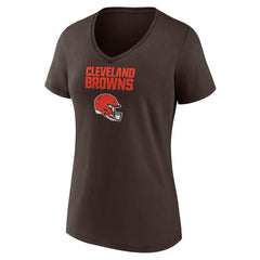 Cleveland Browns Women's Personalized Name & Number Team Wordmark V-Neck T-Shirt Brown