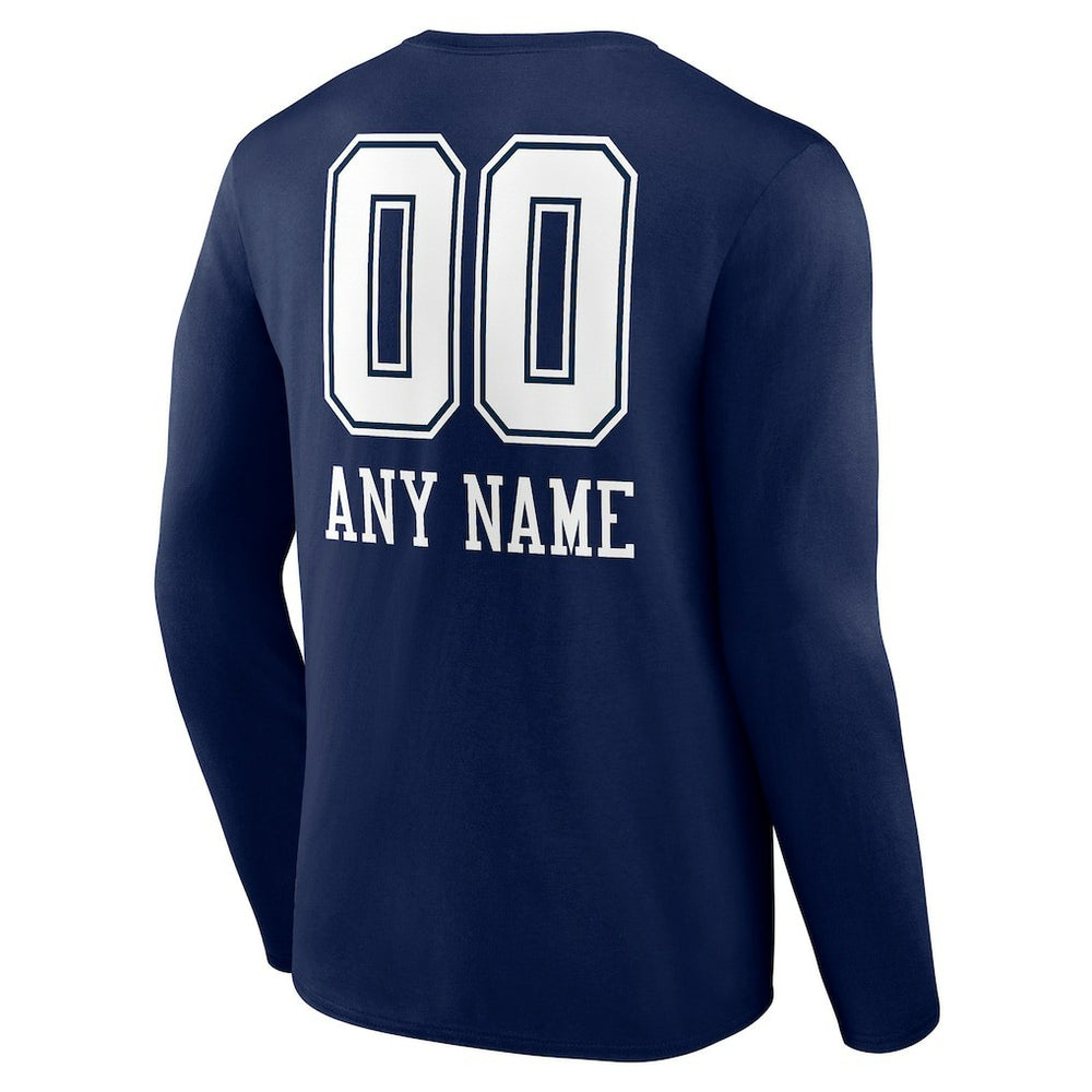 Dallas Cowboys Personalized Name & Number Team Wordmark Long Sleeve T-Shirt Navy