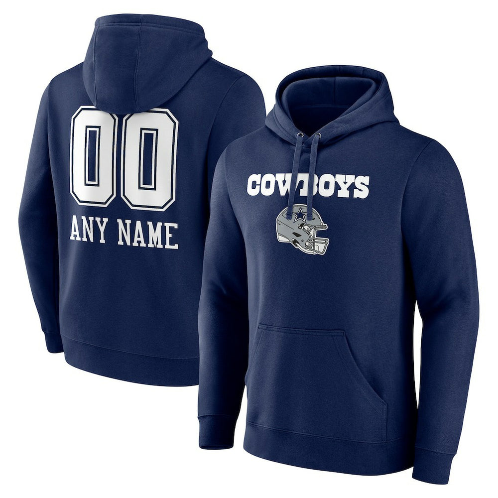 Dallas Cowboys Personalized Name & Number Team Wordmark Pullover Hoodie Navy
